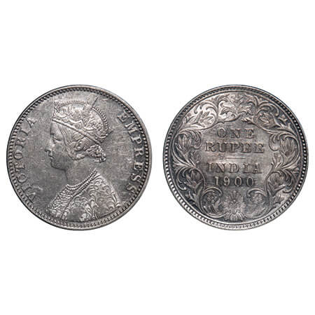 Victoria Empress, Silver, Rupee, 1900, Bombay Mint, A3(i)/I(ii), 'B' incused. F. Prid 186.