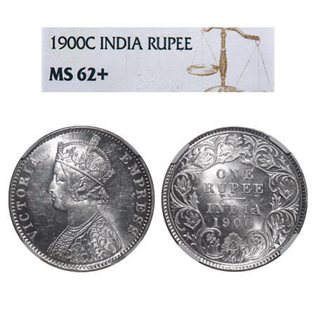 Victoria Empress, Silver, Rupee, 1900, Calcutta Mint, C3/I(i), 'C' incused. F. Prid 138. G
