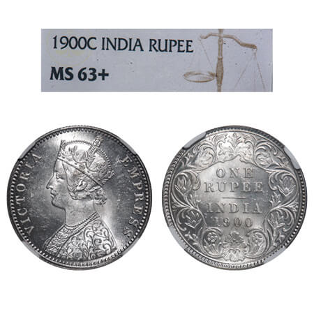 Victoria Empress, Silver, Rupee, 1900, Calcutta Mint, C3/I(i), 'C' incused. F. Prid 138. G