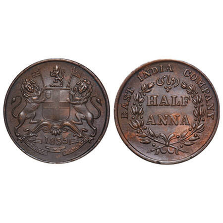 William IV, Copper, Half Anna, 1835, Madras Mint, Large Berries, Wreath with 20 Berries (1