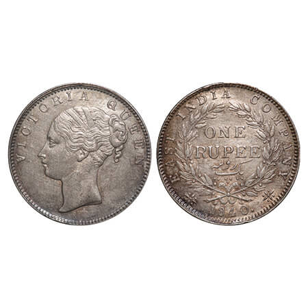Victoria Queen, Silver, Rupee, 1840, CL, Calcutta Mint, , A/I(i), English Head, Top tips o