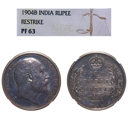 Edward VII, Silver, Rupee, 1904, Bombay Mint, Re-strike Proof. Paul Stevens & Randy Weir 7