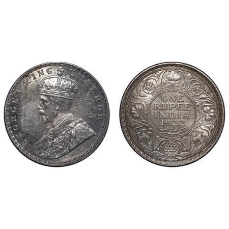 George V, Silver, Rupee, 1922, Bombay Mint, Dot, Elephant. F. Prid 228. GK 1044. Uncircula