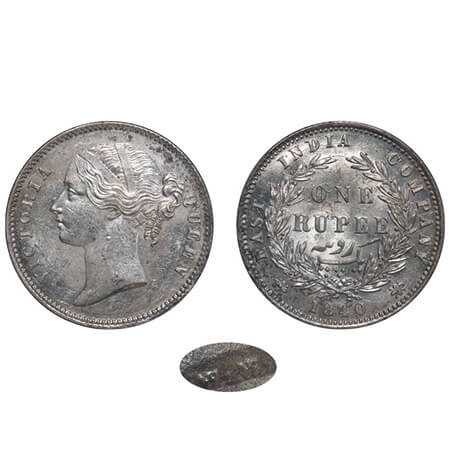 Victoria Queen, Silver, Rupee, 1840, DL, Calcutta Mint, W.W. raised (W W double strucked),