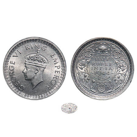 George VI, Half Silver, Half Rupee, 1944, Bombay Mint, B/III, Diamond, Head Type II, Secur