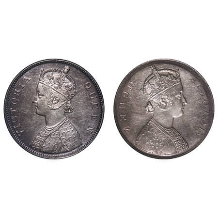Victoria Queen, Silver, Rupee, 1862, Error, Obv Brockage. Almost Uncirculated. Exceedingly