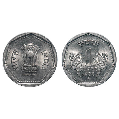 1 Rupee, 1988, Cu-Nic, Hyderabad Mint. Uncirculated. Scarce.