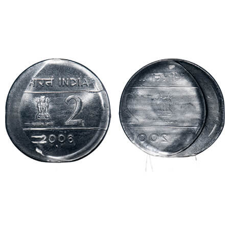 2 Rupees, 2006, FSS, Bombay Mint, Mad Error - broad struck with brockage on reverese. Unci