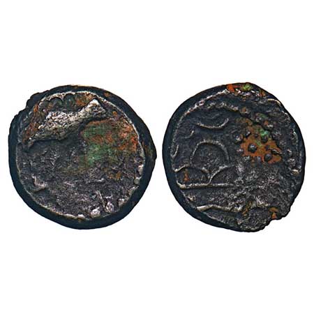 Western Kshatrapas, Damasena, (c. 222-238 AD.), Potin Unit, 1.43gm, 12.72x13.06mm, Obv: El
