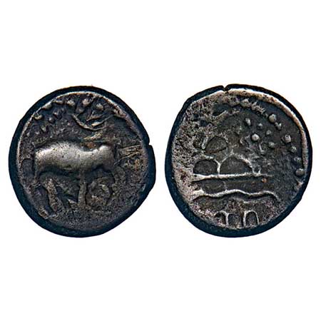 Western Kshatrapas, Damasena (c. 223-236 AD), Potin Unit, 1.94gm, 14.34x14.05mm, SE 147, O