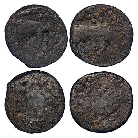 Post-Kshatrapa, Khandesh Region, Uninscribed type, Lead Unit, ( 2 Coins), 2.49 & 1.83gm, O