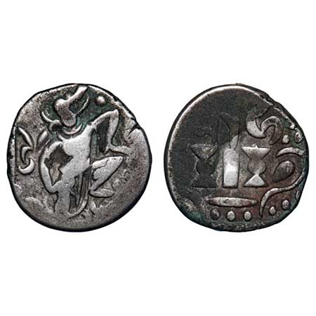 Gurjara-Pratihara, Bhoja I (c. 836-885 AD), Billon Adivarha Dramma, 4.08gm, 17.83x17.35gm,