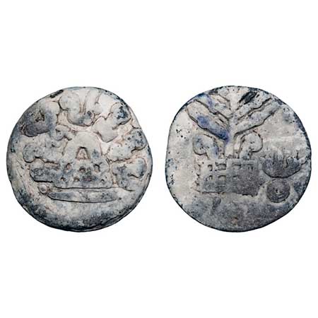 Anandas of Karwar, Mulananda, Lead Unit, 14.06g, 27.18x26.85mm, Obv: Eight arched hill in