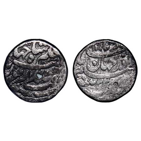 Jahangir with Noor Jahan Begum, Silver Rupee, 11.09g, Patna Mint, (AH 1037)/ 22 RY, Obv: B