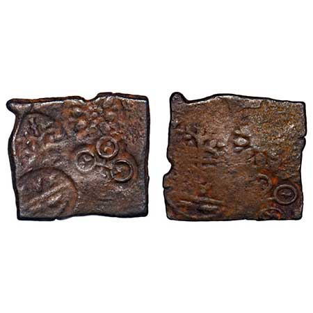 Post Mauryan, Vidisha region of central India, Copper punch-marked, Uninscribed re-struck,