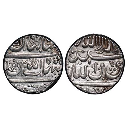 Shah Jahan I, Silver Rupee, 11.51g, Golkunda Mint, 15 RY, legends crude style. KM 223.1. u