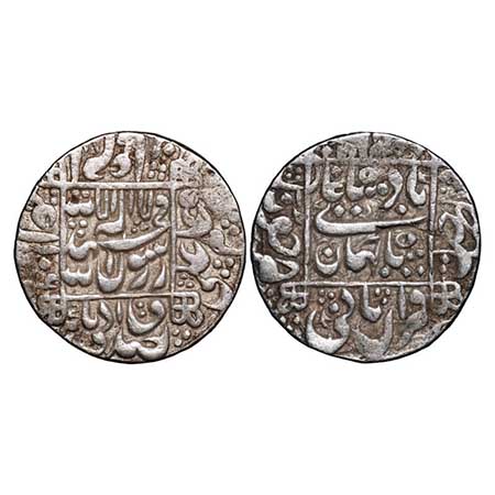 Shah Jahan I, Silver Rupee, 11.49g, Broad Flan, Junagadh Mint, AH 106(x), legends in squar