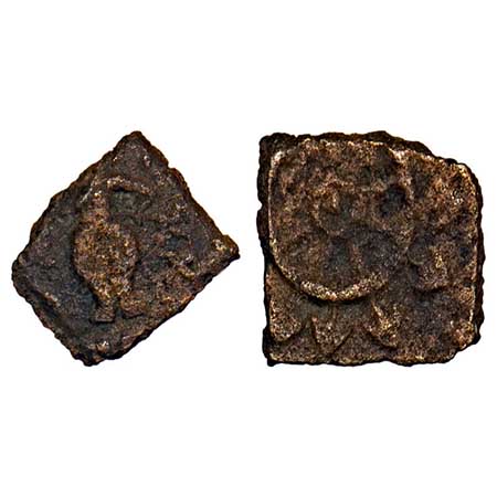 Post Mauryan, Vidarbha region, 'River-goddess' type uninscribed copper coin (c. 200 - 150 