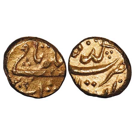 Muhammad Shah, Gold Pagoda, 3.27g, Imtiyazgarh Mint, AH (113)7, this was the mughal name o