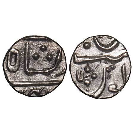 Maratha Confederacy, Silver 1/4 Rupee, 2.57g, Pune (Muhiyabad) Mint, INO Shah Ali Gauhar. 
