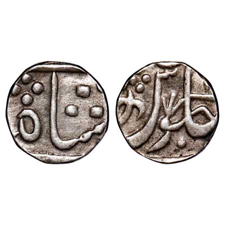 Maratha Confederacy, Silver 1/4 Rupee, 2.87g, Vaphgaon Mint, INO Shah Alam II. M&W unliste