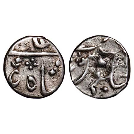 Maratha Confederacy, Silver 1/4 Rupee, 2.65g, Vaphgaon Mint, INO Shah Alam II. extra flowe