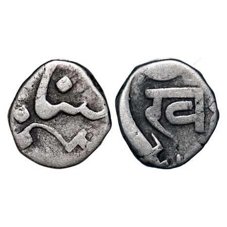 Baroda, Silver 1/4 Rupee, Khande Rao (AH 1273-1287 / 1856-1870 AD), Baroda Mint, INO Khel 