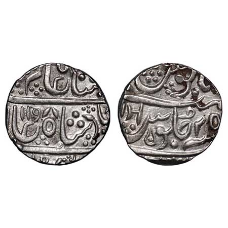 Indore, Silver Rupee, 11.09g, Ahalyabai (AH 1179-1210 / 1765-1795 AD), AH 1198/25 RY, Malh