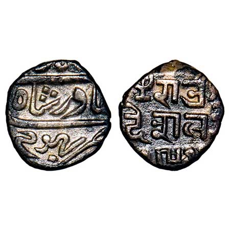 Kutch, Silver ½ Kori,2.08g, Deshalji II, INO Bahadur Shah II, VS 1911. Rajgor 160.3. Toned