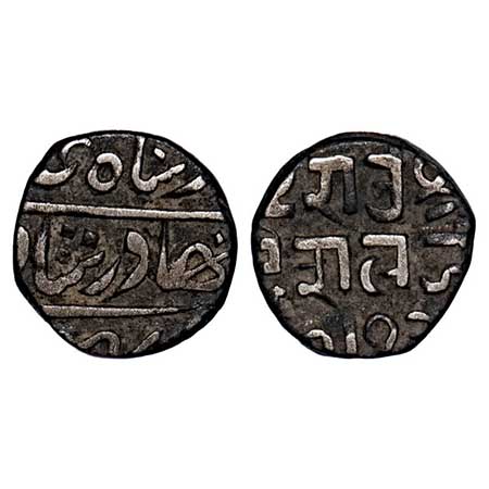 Kutch, Silver ½ Kori, 2.34g, Deshalji II, INO Bahadur Shah II, VS (1)912. Rajgor 160.40. V