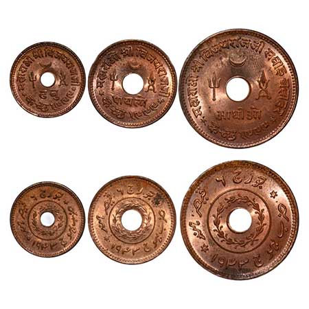 Kutch, Copper Adhiyo, Paylo, Dhabu (3 Coins), Vijayrajji (VS 1998-2004 / 1942-1948 AD), VS