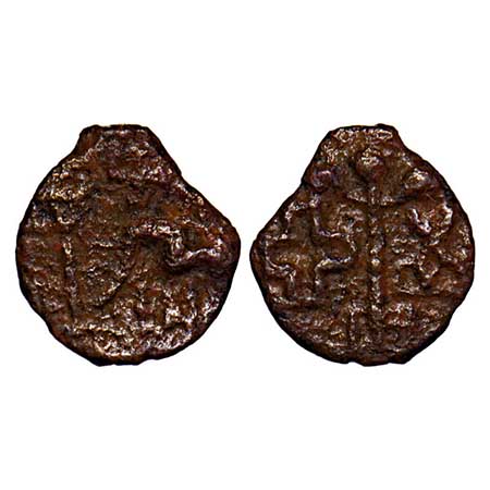 Post-Mauryan, Kaushambi Region, Uninscribed type, Cast Copper, 0.96gm, 13.17x12.20mm, Obv: