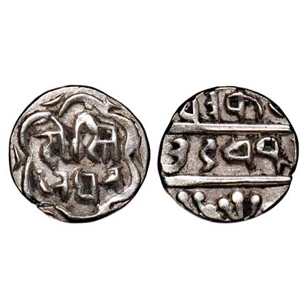 Mewar, Swarupshahi, Silver 1/16 Rupee, 0.64g, Fatteh Singh (VS 1941-1987/ 1884-1930 AD), U