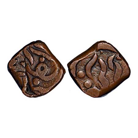 Mewar Feudatory Salumba, Copper square Paisa, 5.38g, ND (1815-70) Anonymous issue. KM unli