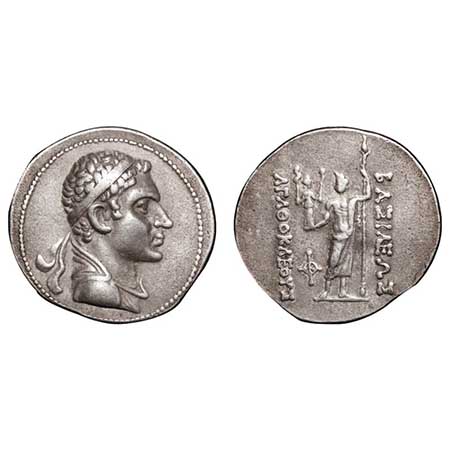 Indo-Greek, Agathocles (c. 190-180 BC), Silver Tetradrachm, 16.42gm, 31.32x33.47mm, Obv: D