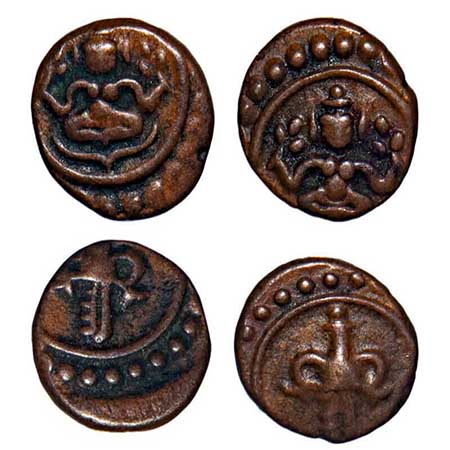 Travancore, Copper Cash (2 Coins), 0.68g, Swati Tirunal Rama Varma (ME 1004-1022/ 1829-184