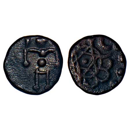 Travancore, Copper Cash, 0.73g, Ayilyam Thirunal Rama Varma (1860-1880 AD), Obv: Sree Kris