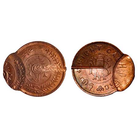 Travancore, Copper 8 Cash (1938-1949 AD), 3.91g, Bala Rama Varma II (ME 1101-1126, 1924-19