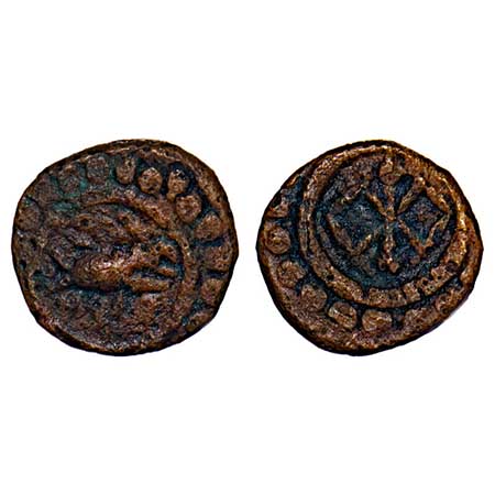 Travancore, Copper Thirai Cash, 1.06g, Obv: makara (fish) to right, Rev: trippapur emblem.