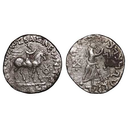 Indo-Parthian, Gondophares struck by Sasan, Silver Drachma, 8.58gm, 22.63x22.49mm, Obv: Ki