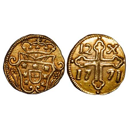 Indo-Portuguese, Gold 12 Xerafins, 4.88g, D. Jose I the Reformer (1750-1777 AD), 1771 AD, 