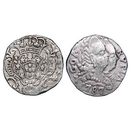 Indo Portuguese, Silver Rupia, 10.73g, D.Maria I (1788-1799 AD), 1787, Goa issue, Error in