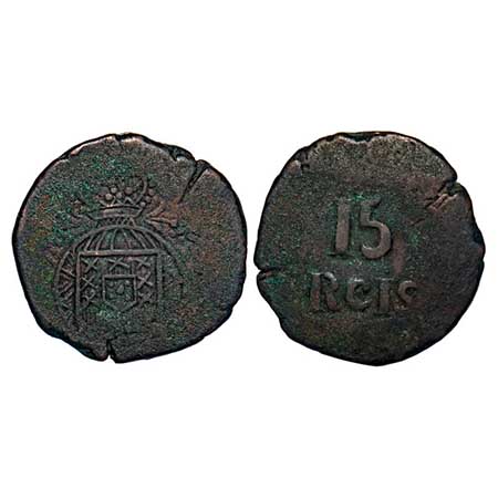 Indo Portuguese, Copper 15 Reis, 9.88g, D. Joao VI (1816-1826 AD), Goa Issue, NO date type