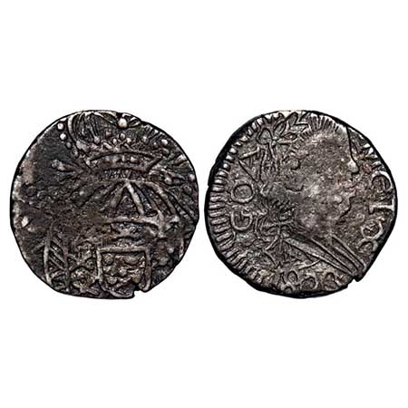 Indo Portuguese, Silver Meio Xerafin (150 Reis), 2.69g, D.Joao VI (1816-1826 AD), 1823 AD.