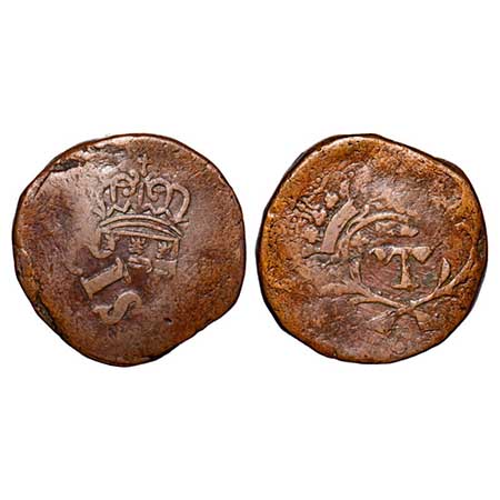 Indo Portuguese, Copper Tanga (60 Reis), 40.23g, D. Miguel (1828-1834 AD), ND, Goa issue, 