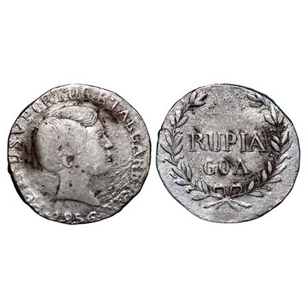 Indo Portuguese, Silver Rupia (600 Reis), 10.87g, D.Pedro V (1853-1861 AD), 1856 AD, Goa i