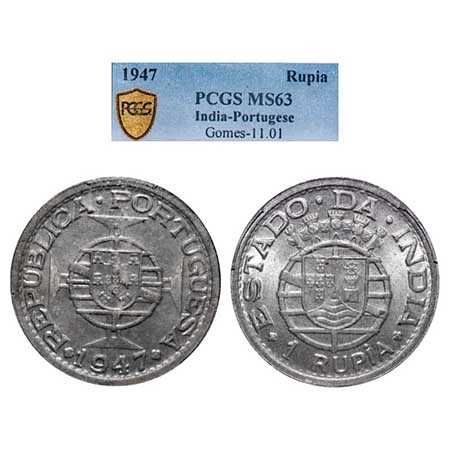Indo Portuguese, Half Silver, Rupia, Republic, 1947. A.Gomes (page 605) 11.01 / KM 27. PCG