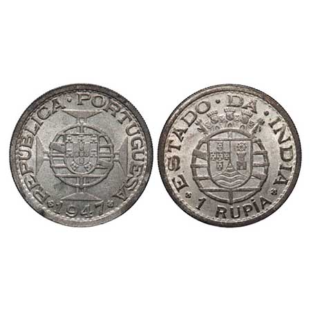Indo Portuguese, Half Silver, Rupia, 11.87g, Republic, 1947. A.Gomes (page 605) 11.01 / KM