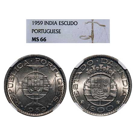 Indo Pourtuguese, Copper Nickel, Republic, 1 Escudos 1959 AD. A.Gomes (page 606) 16.02 / K