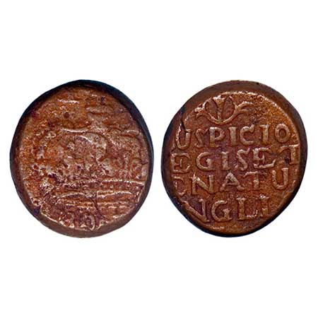 Bombay Presidency, Copper 2 Pice, 17.89g, (1728-1749 AD issue), Obv: a large crown divides